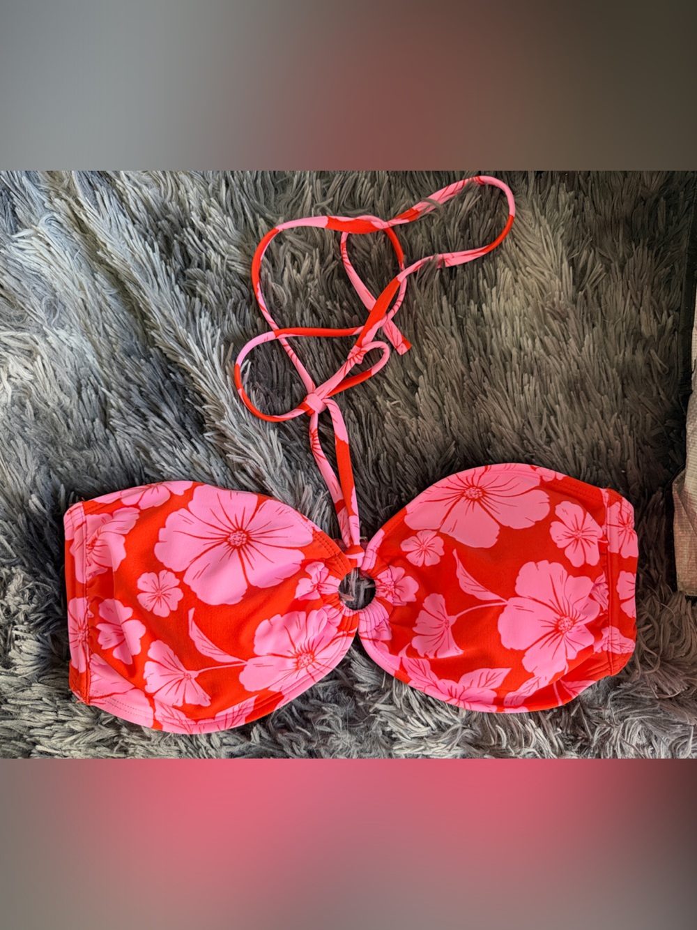 wild fable Red Bikini Top with Pink Floral Print
